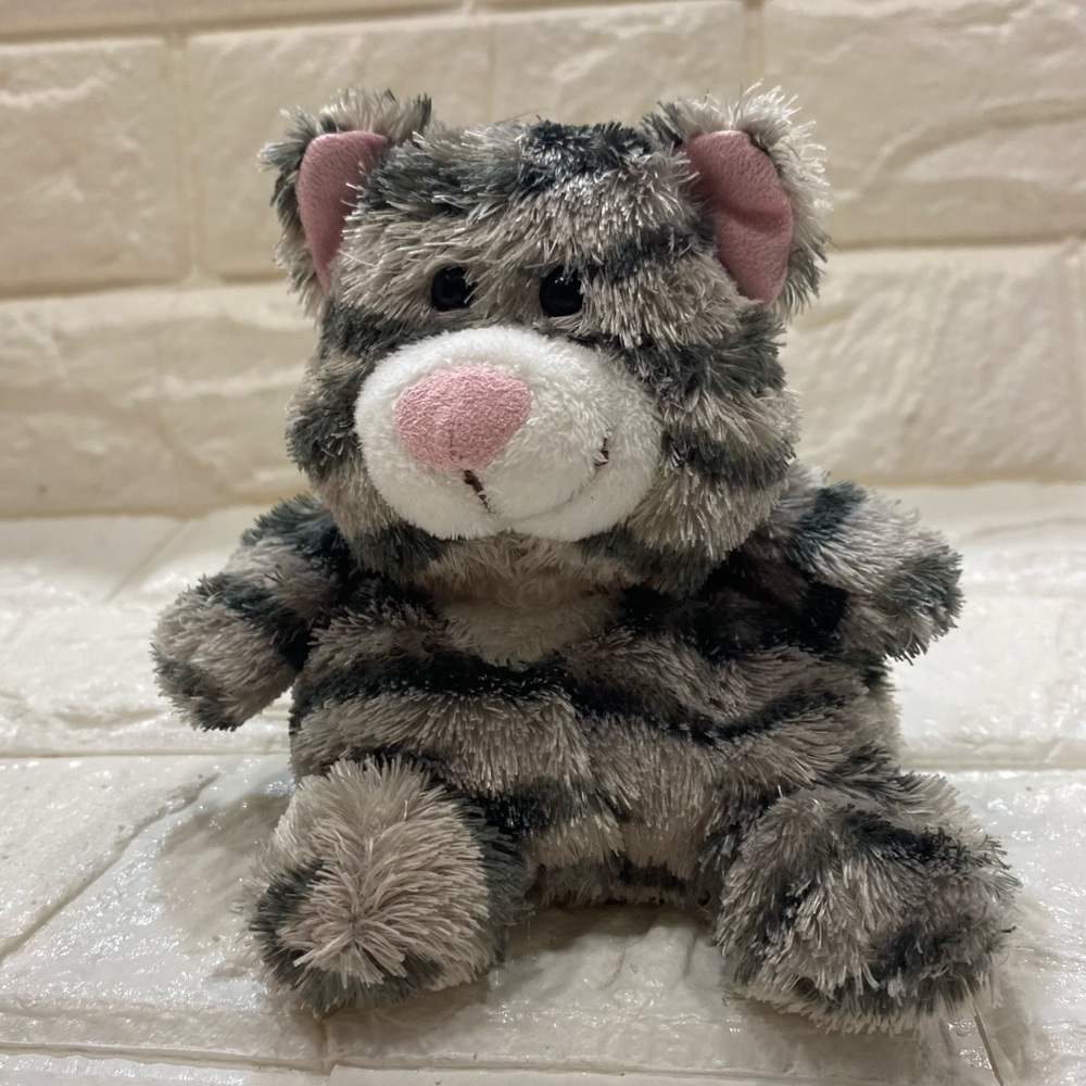 Russ Luvvies Jill Gray Tabby Cat Pink Ears Mini 5" Bean Plush